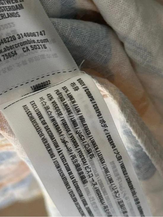 Abercrombie & Fitch Small Linen Blend Yellow & Blue Floral Tiered Maxi Dress - Picture 5 of 6